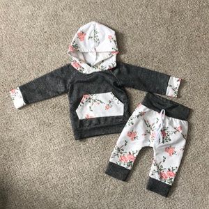 Little girl floral 2 piece hoodie set